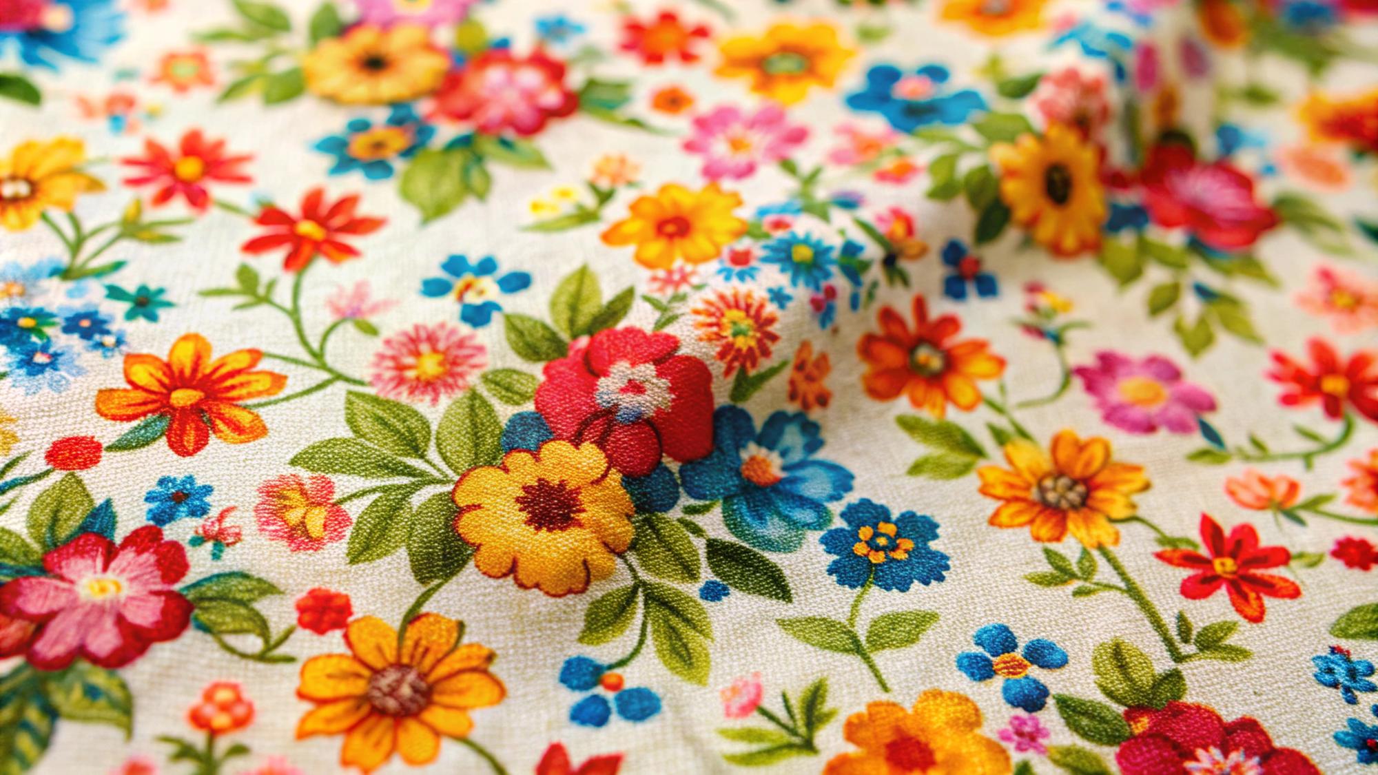 colorful floral embroidery on linen